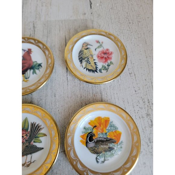 Franklin Porcelain official state bird flowers mini plate set home decor - Picture 5 of 8
